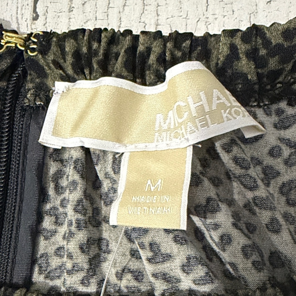 MICHAEL Michael Kors Black and Green Leopard Print Dress Size M NWT - Picture 4 of 8